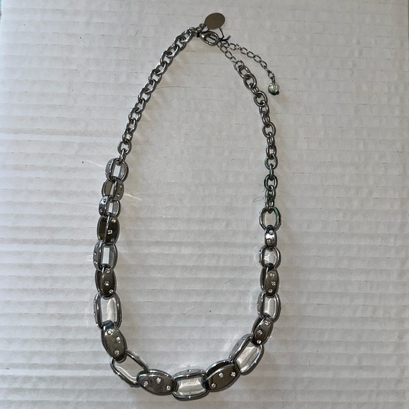White House Black Market Rhinestone Silver Short Necklace - Picture 1 of 8